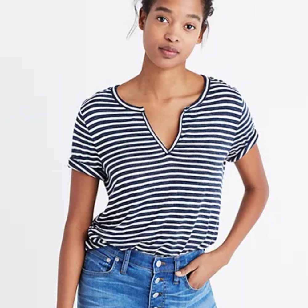 Anthem Split-Neck Tee in Adriatic Stripe